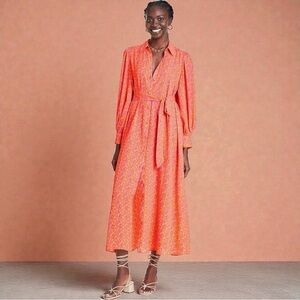 NWT Alexis for Target Orange & Pink Floral Robe Style Blouson Sleeve Dress Sz 3X